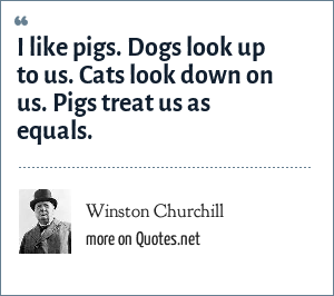 Winston Churchill I Like Pigs Dogs Look Up To Us Cats Look Down On Us Pigs Treat Us As Equals